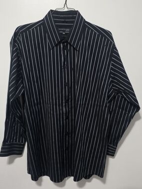 Kenneth Cole Black Shirt with White Pinstripes
